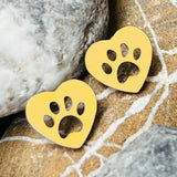 Heart Paw Stud Earrings