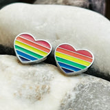 Rainbow Heart Stud Earrings