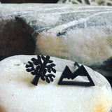 Tree and Mountain Stud Earrings