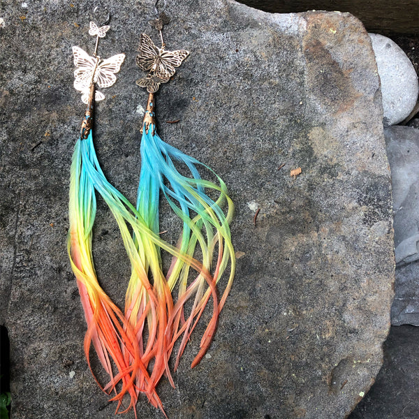 "HoopWest" Butterfly Rainbow Earrings