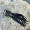 "HoopWest" Gold and Black Beaded Earrings with Black Feathers