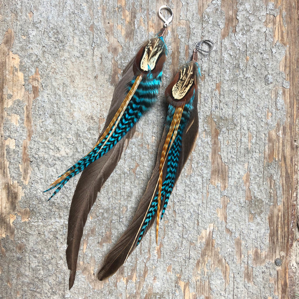 Grey, Brown & Blue Earrings