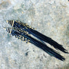 "HoopWest" Gold and Black Beaded Earrings with Black Feathers