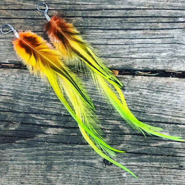 Neon Yellow & Green Fade Earrings