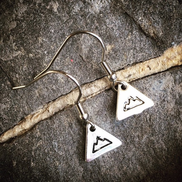 Tiny triangle mountain drop stainless steel earrings