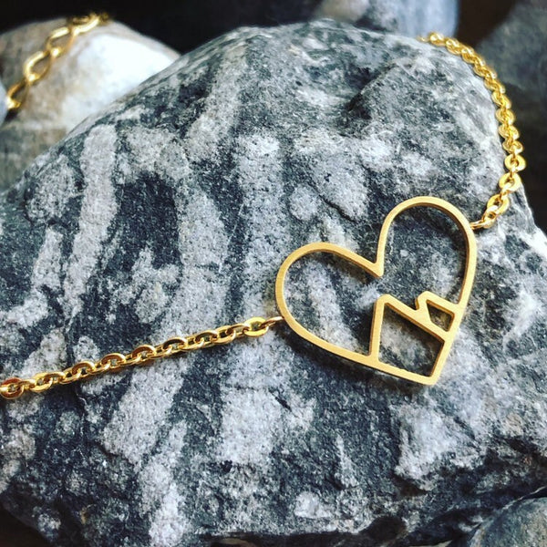 Heart mountain stainless steel necklace