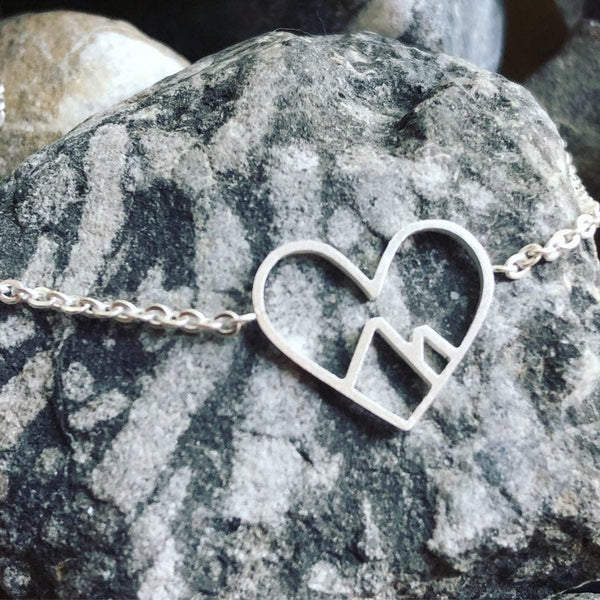 Heart mountain stainless steel necklace