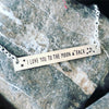 Stainless steel adjustable I Love You to the Moon and Back bar style necklace