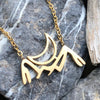 Stainless steel mountain range crescent moon necklace