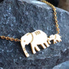 Stainless steel elephant mother and child necklace silver gold