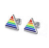 Pride rainbow triangle stainless steel stud earrings
