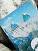 Blue sterling silver and enamel mountain studs