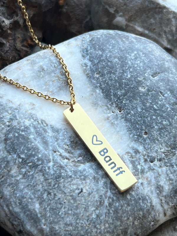 Stainless steel Banff bar necklace