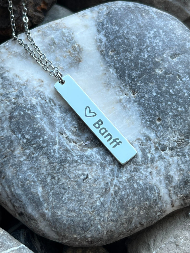 Stainless steel Banff bar necklace