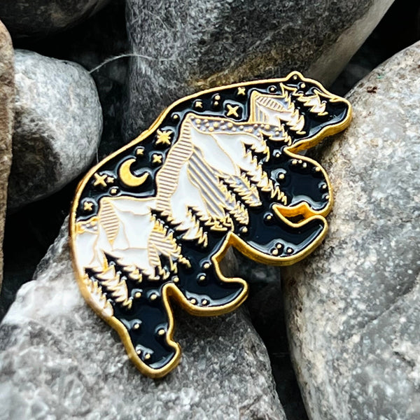 Night Sky Bear enamelled pin