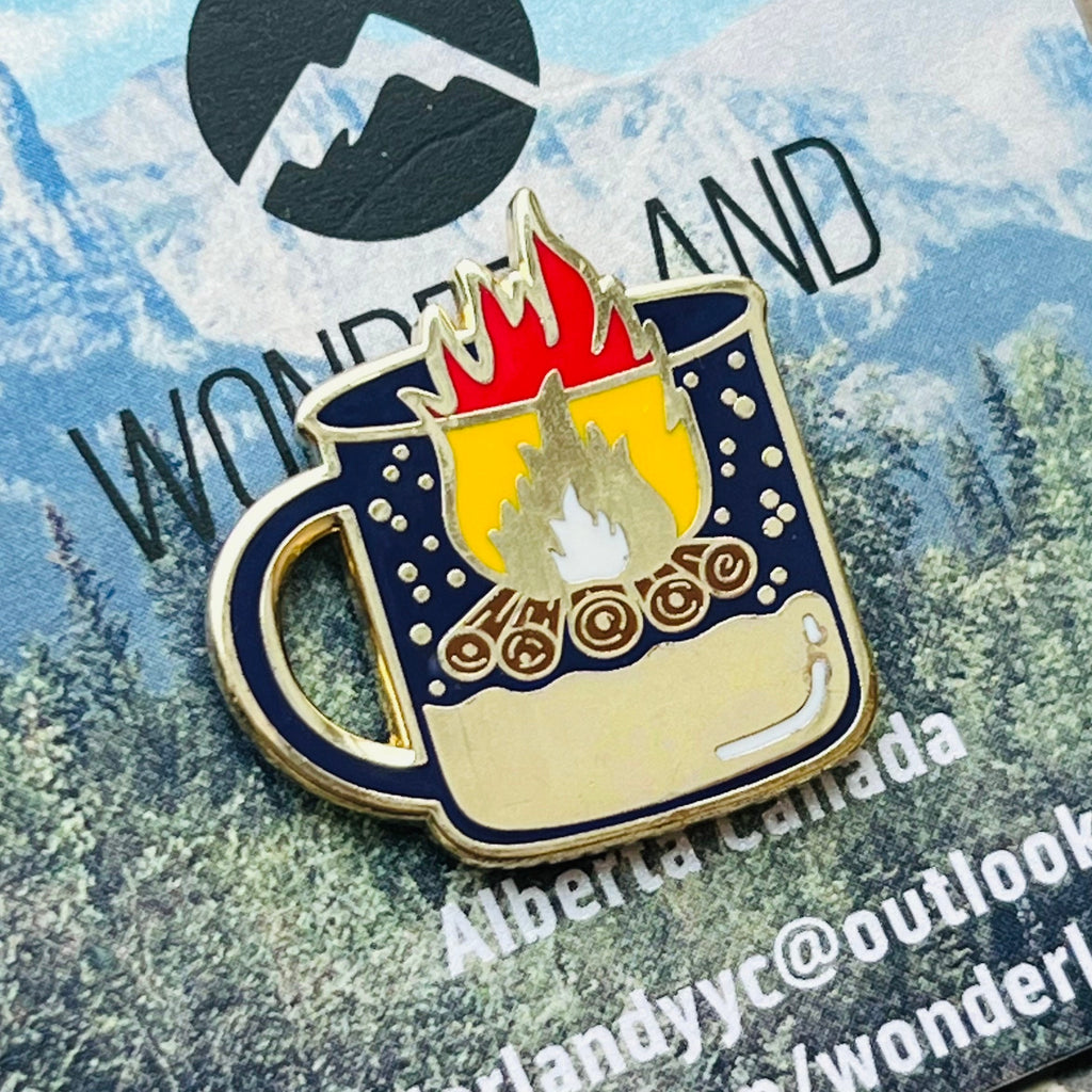Campfire in a Coffee Mug enamelled pin