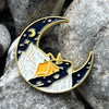 Camping and Crescent Moon enamelled pin