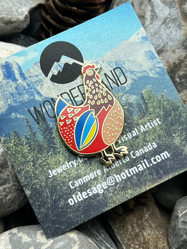 Rooster Enamelled Pin