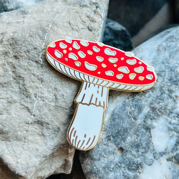 Amanita mushroom pin