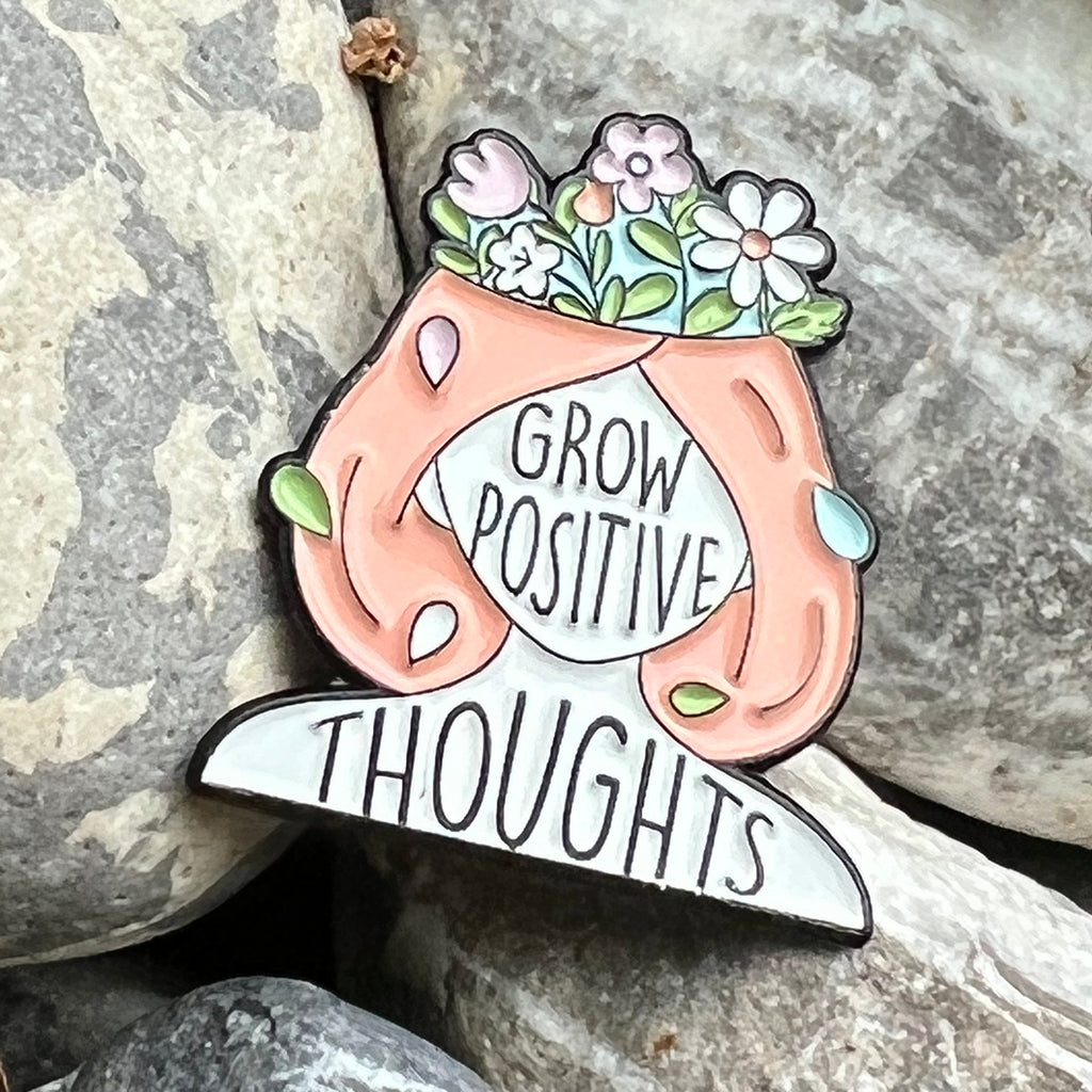 Flower Plant enamelled pin positive thoughts woman