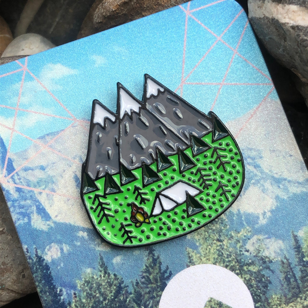 Camping in the Mountains enamelled pin