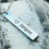 Stainless steel Jasper bar charm necklace