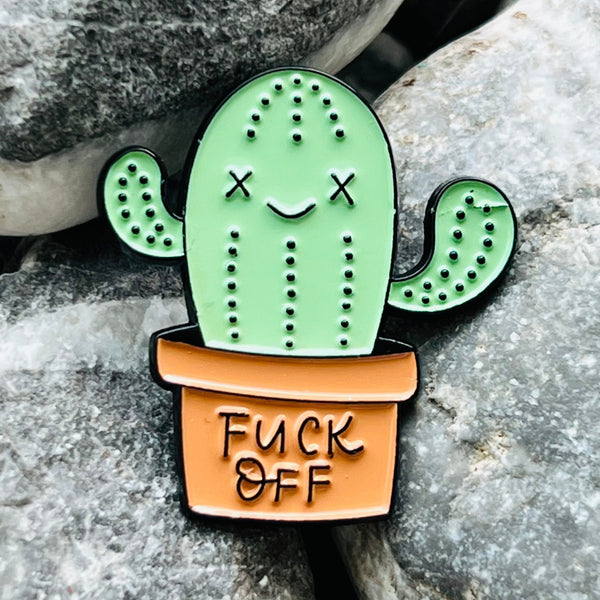 Fuck Off cactus enamelled pin
