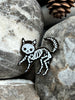 Cat Skeleton enamelled pin black and white