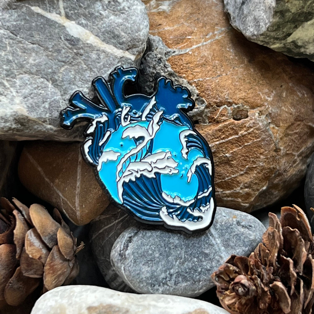 Anatomical Heart with the Ocean enamelled pin