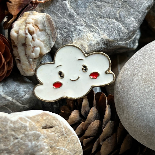 Smiling Cloud enamelled pin