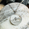Stainless steel open work mountain necklace