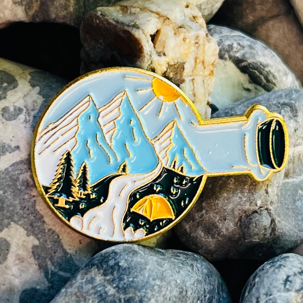 Mountains in a Bottle enamelled pin