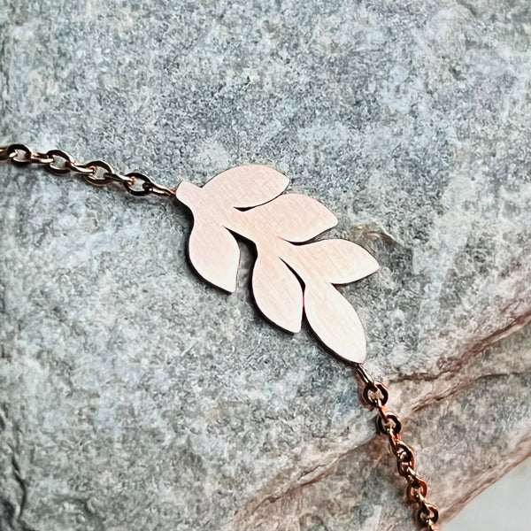 Stainless steel leaf bracelet