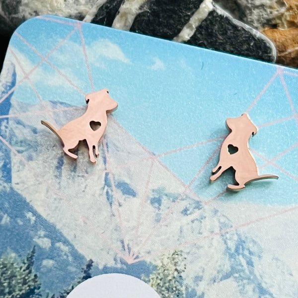 Stainless steel dog stud earrings