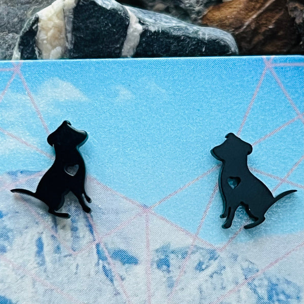 Stainless steel dog stud earrings