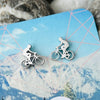 Stainless steel bike with rider stud earrings