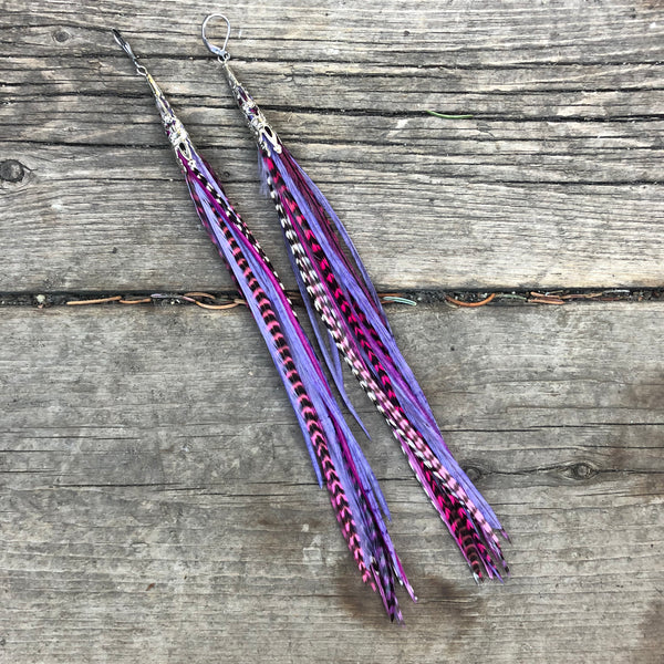 "HoopWest" Pink, Purple & White Earrings