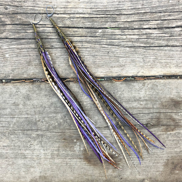 "HoopWest" Natural & Purple Earrings